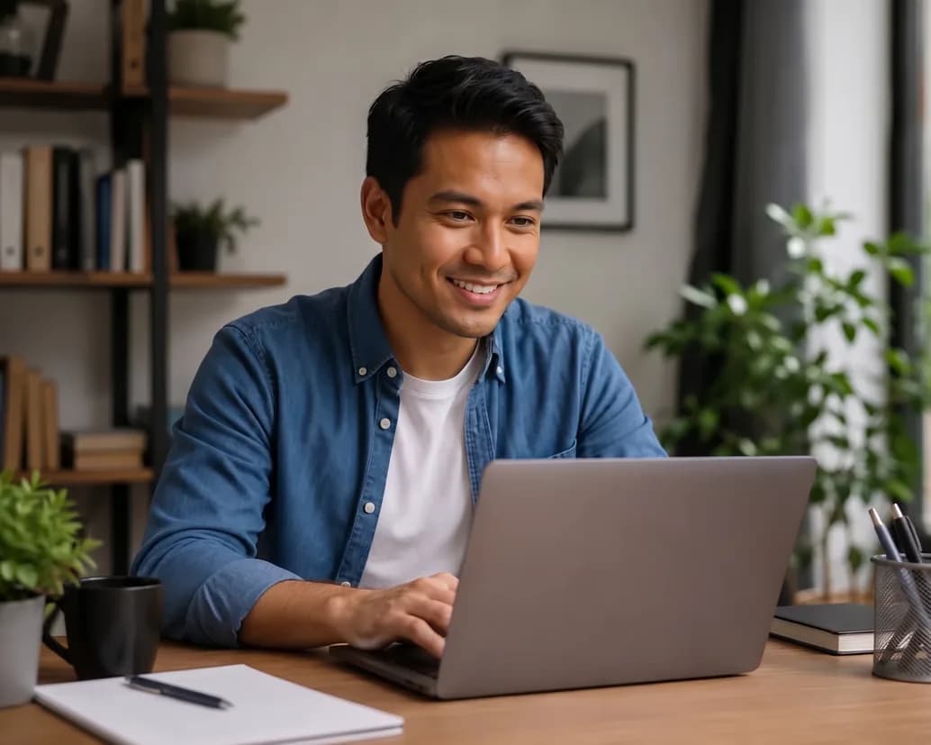 Candidate at a laptop